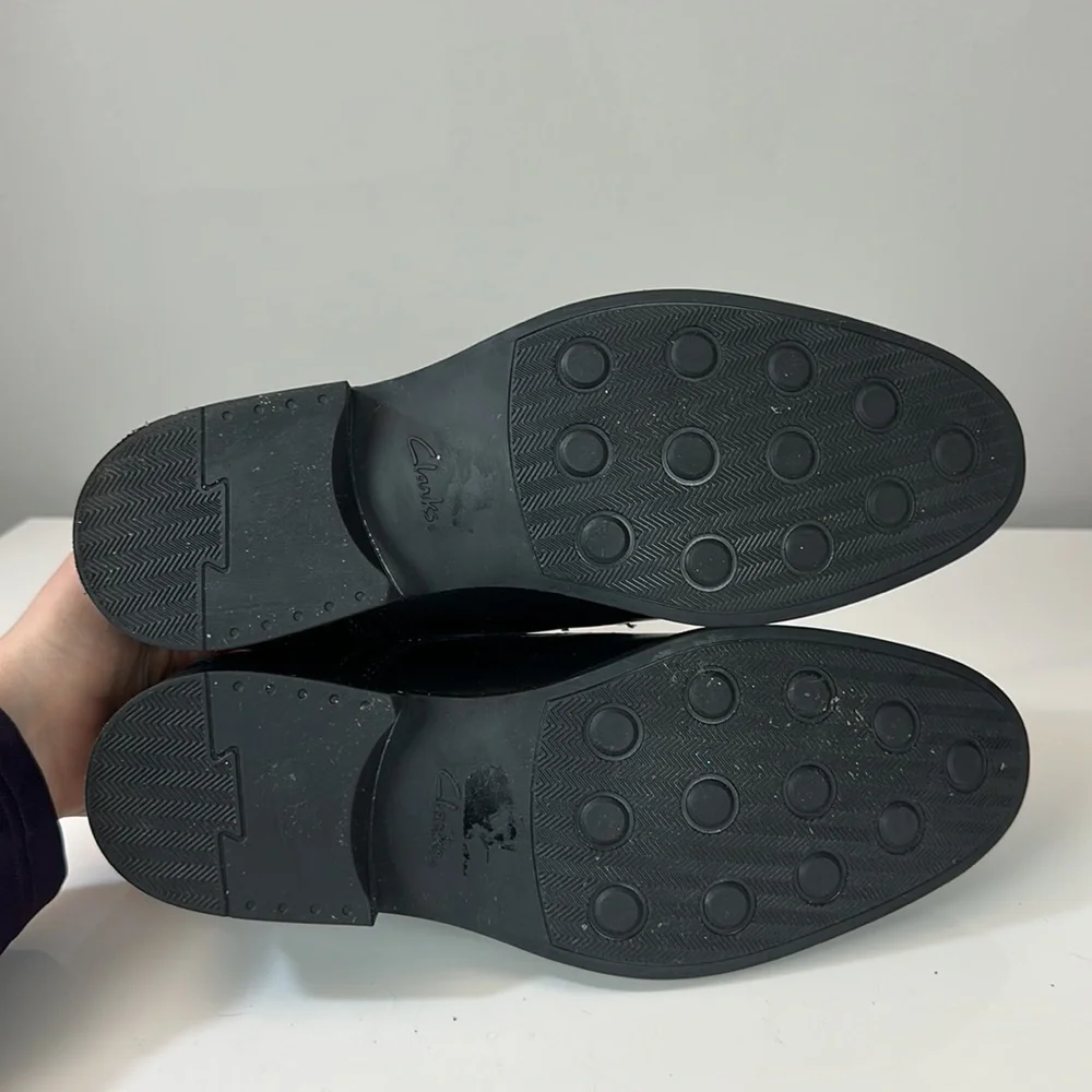 Clarks Whiddon Plain Black Leather Oxford Dress Shoes Size 8.5